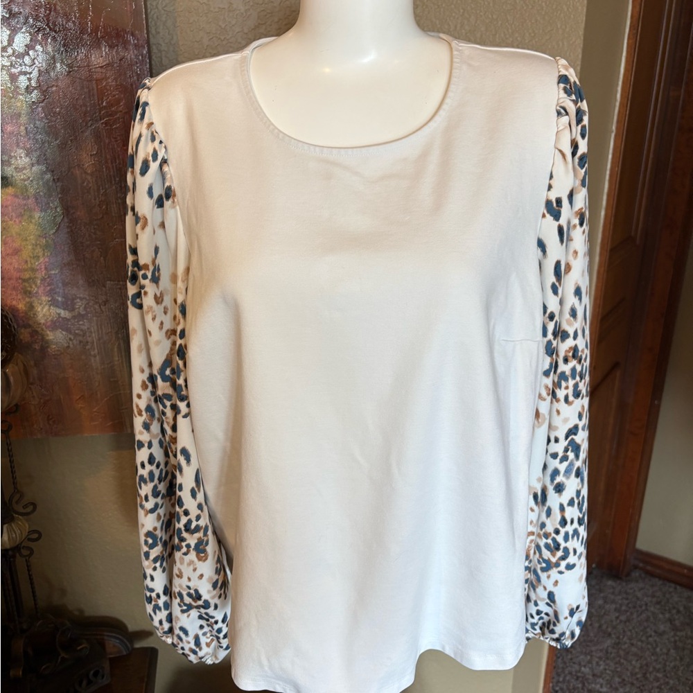 Nine West Stylish Cream Leopard Print Women's Top